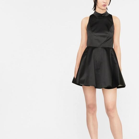 Rotate Faux Leather Sleeveless Mini Dress Mock Neck Size 6 New - Picture 11 of 12